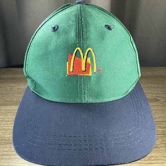 Vintage McDonalds Hat 90s Employee Uniform Fast Food Cap MCD Arch Logo Snapback - Picture 3 of 8